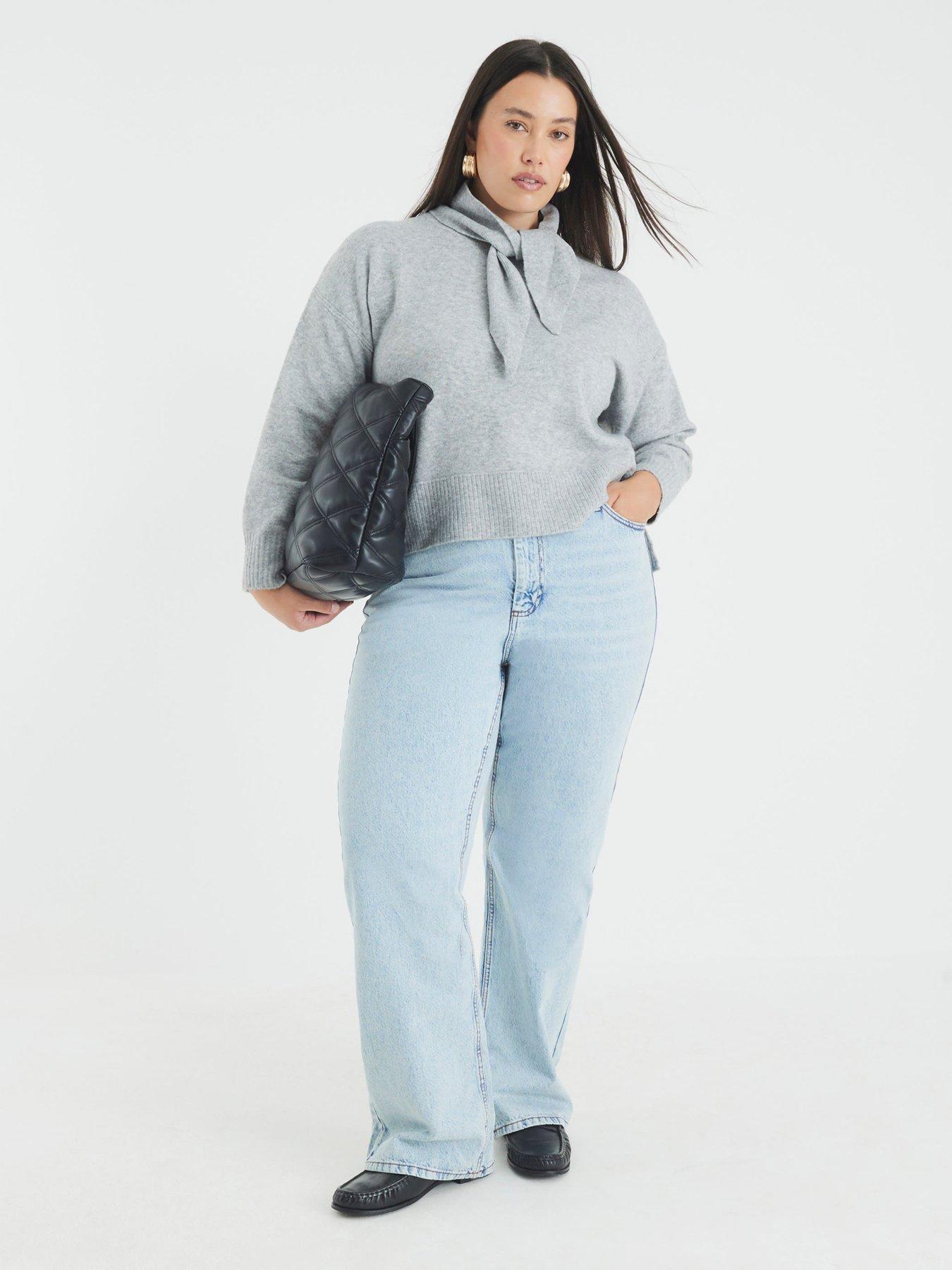  image of river-island-crew-neck-with-tie-grey