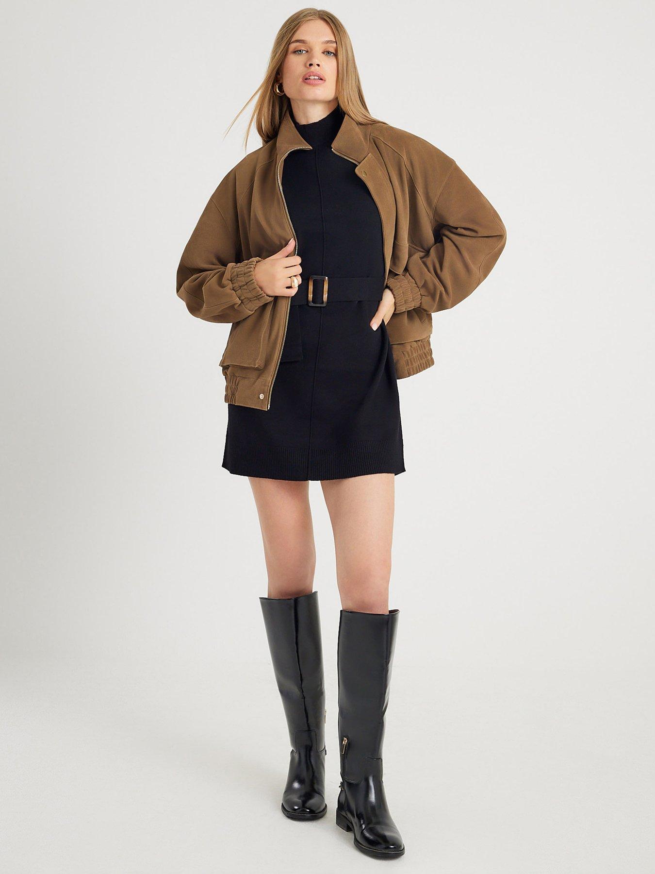 Image 3 of 4 of River Island Belted Jumper Dress - Black