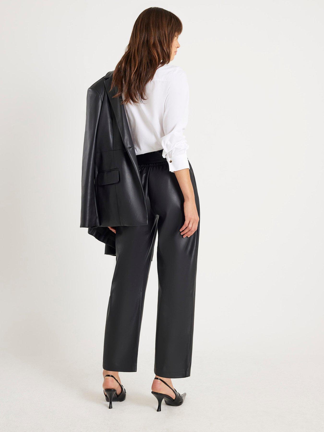 stillFront image of river-island-tapered-belted-trouser-black