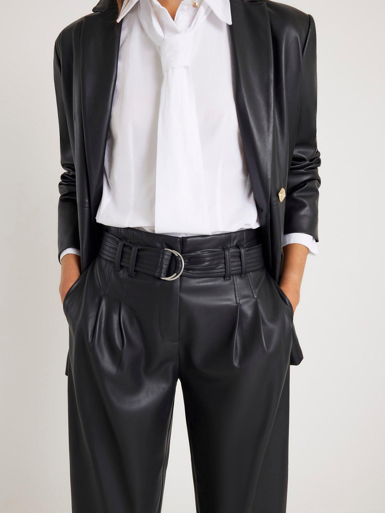  image of river-island-tapered-belted-trouser-black