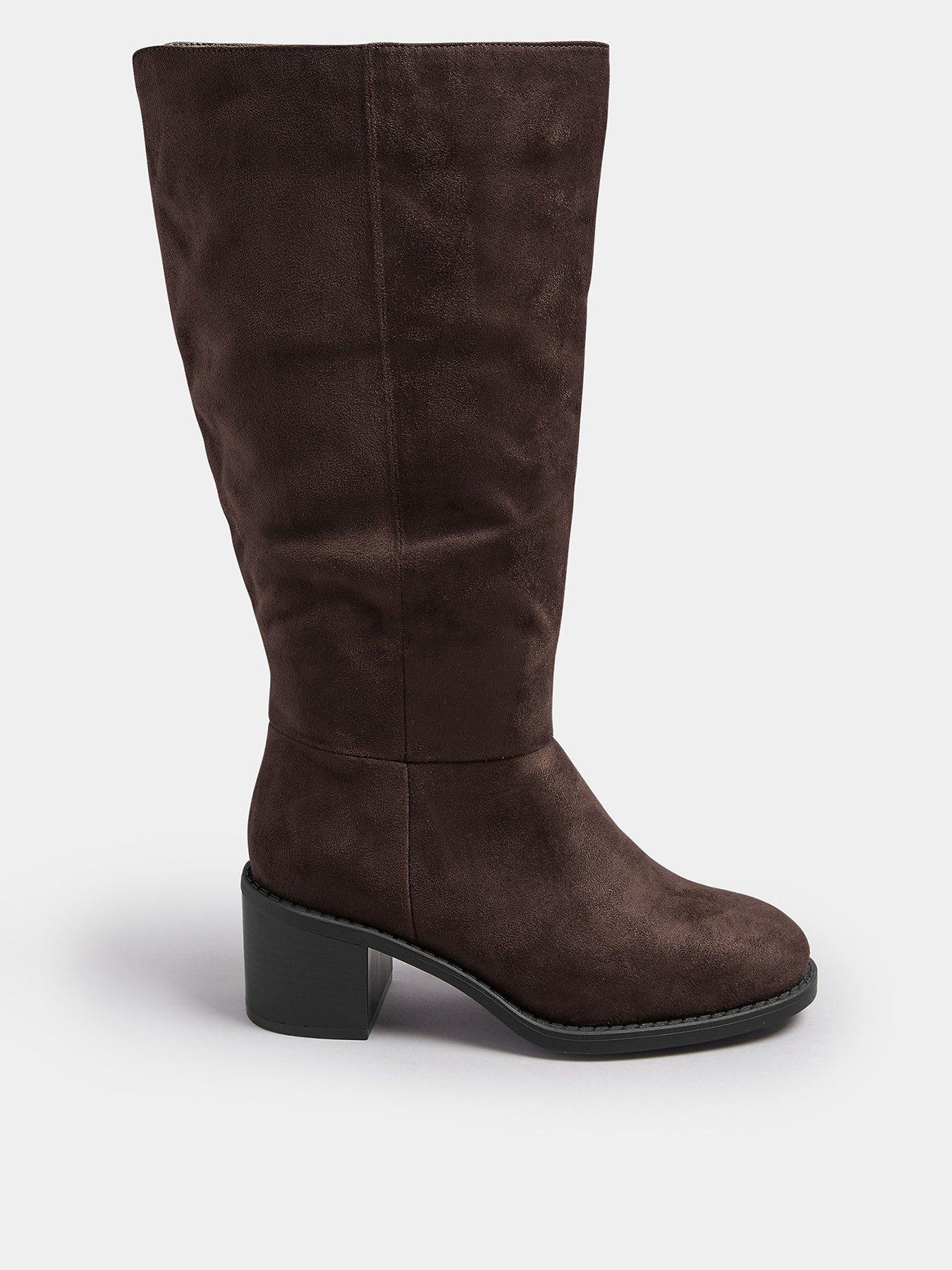 Yours Extra Wide Fit Block Heel Knee High Boot - Brown