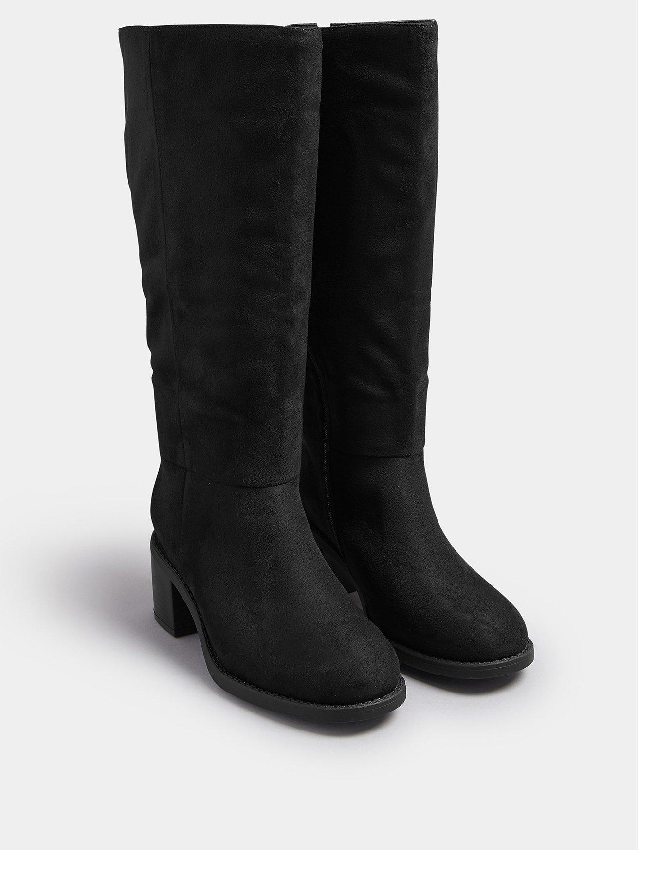 Image 2 of 4 of Yours Wide Fit Block Heel Knee High Boots - Black