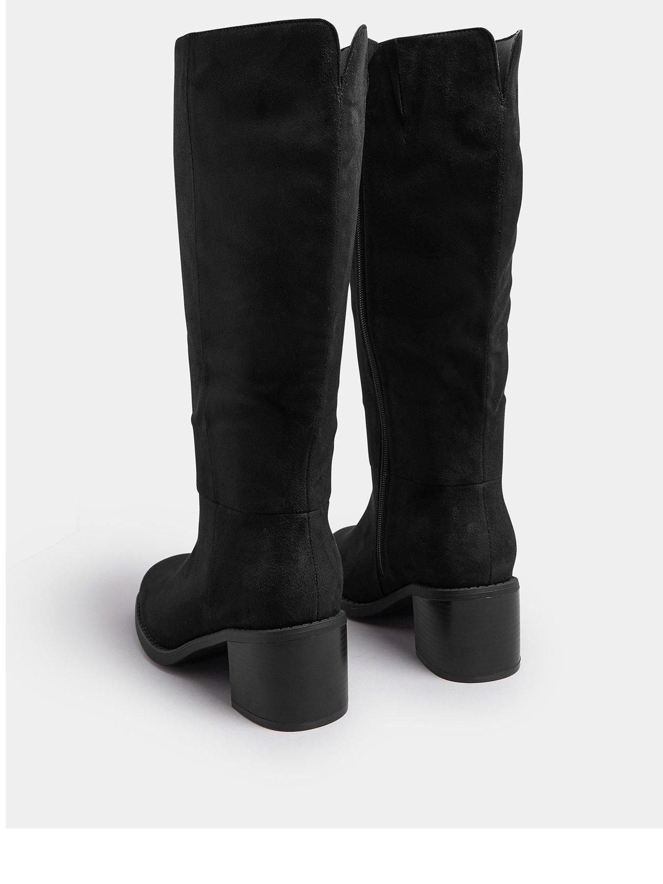 Image 3 of 4 of Yours Wide Fit Block Heel Knee High Boots - Black