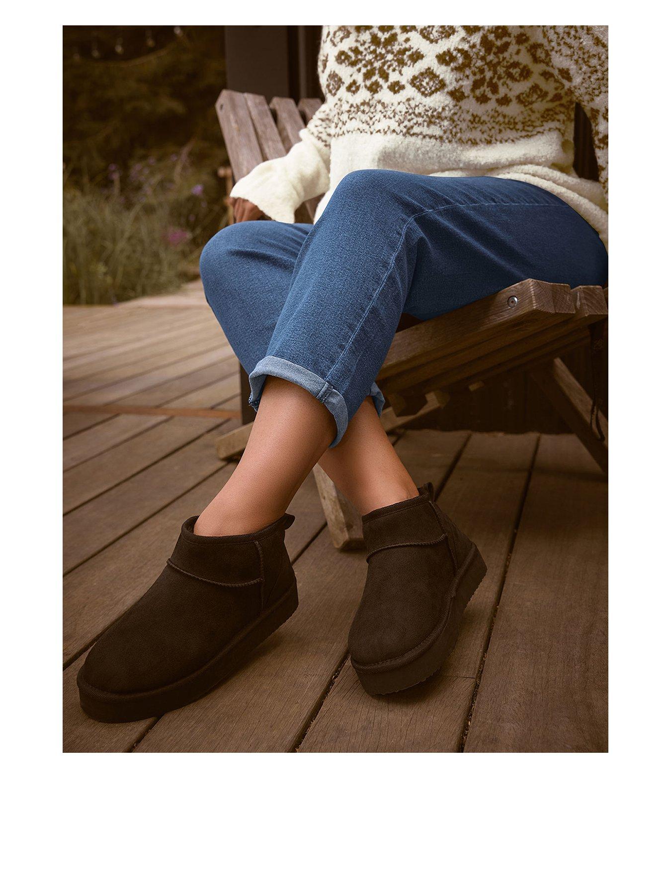 Yours Extra Wide Fit Fur Boot - Black