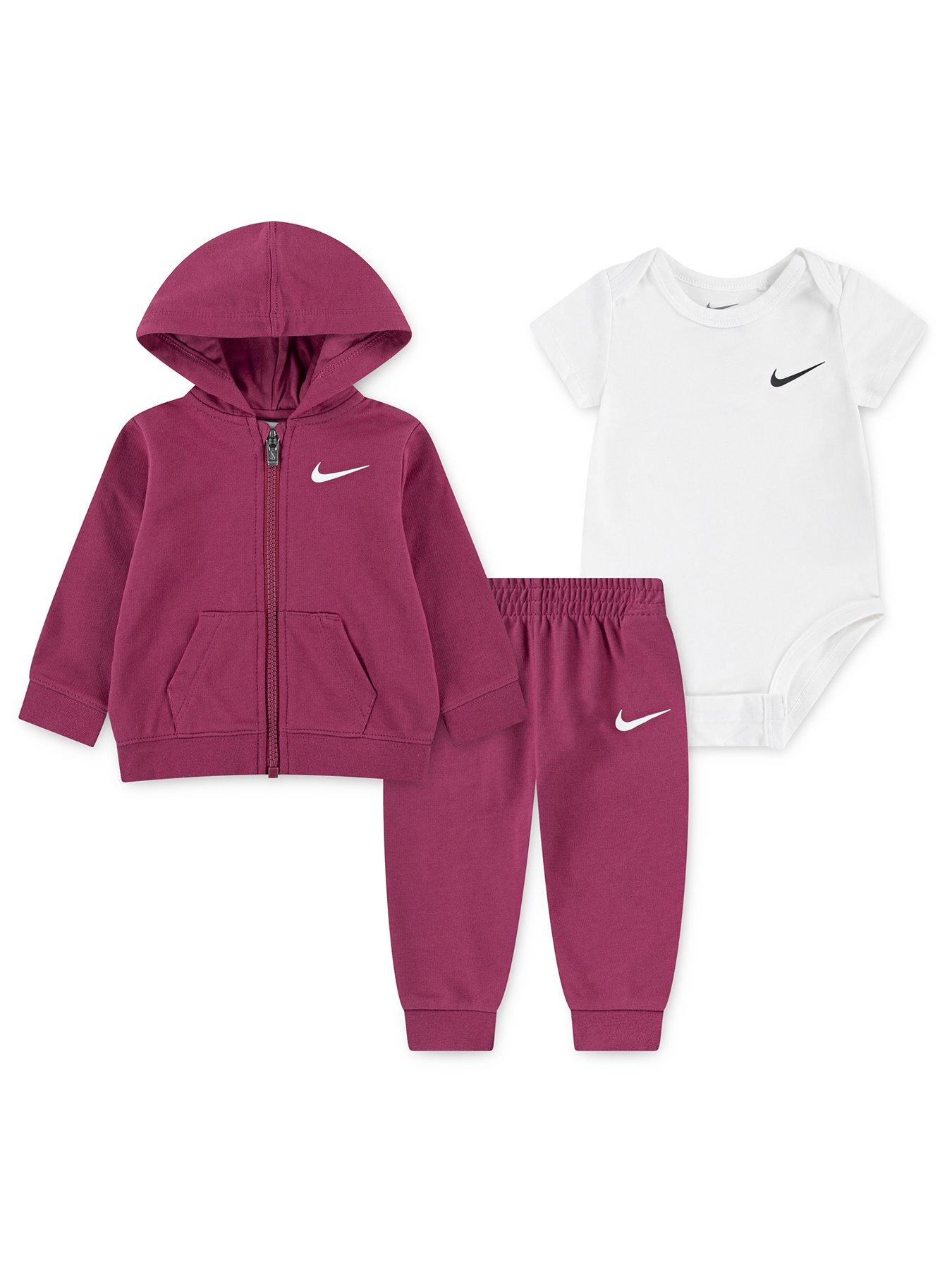 Nike Infant Girls 3 Piece Bodysuit Pant Set - Red