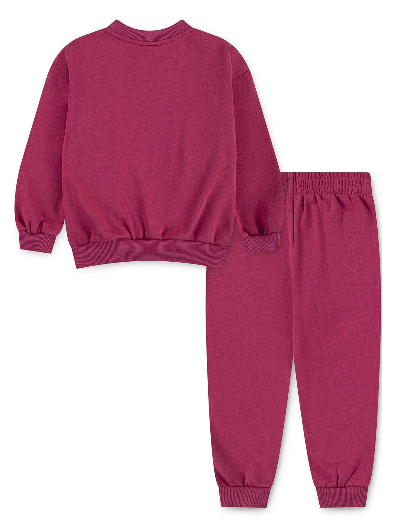 Image 2 of 4 of Nike Kids Girls Essential Fleece Crew Set - Pink