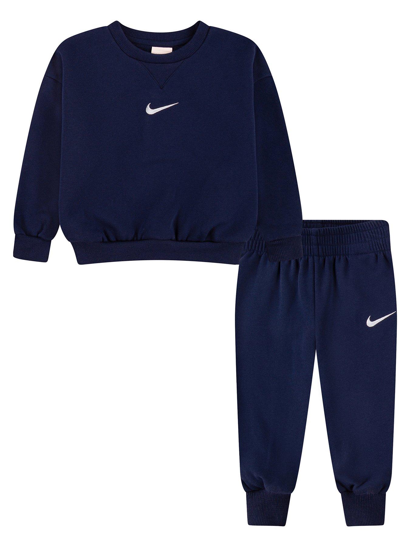 Nike Kids Unisex Essential Fleece Crew Set - Navy