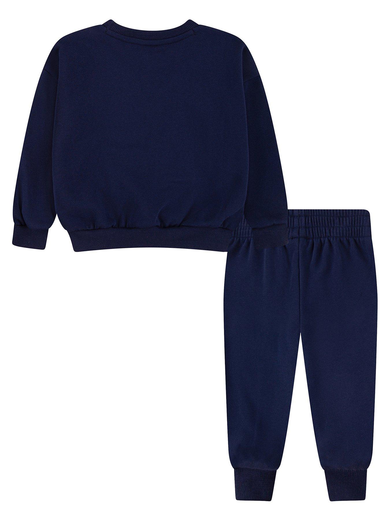  image of nike-kids-unisex-essential-fleece-crew-set-navy
