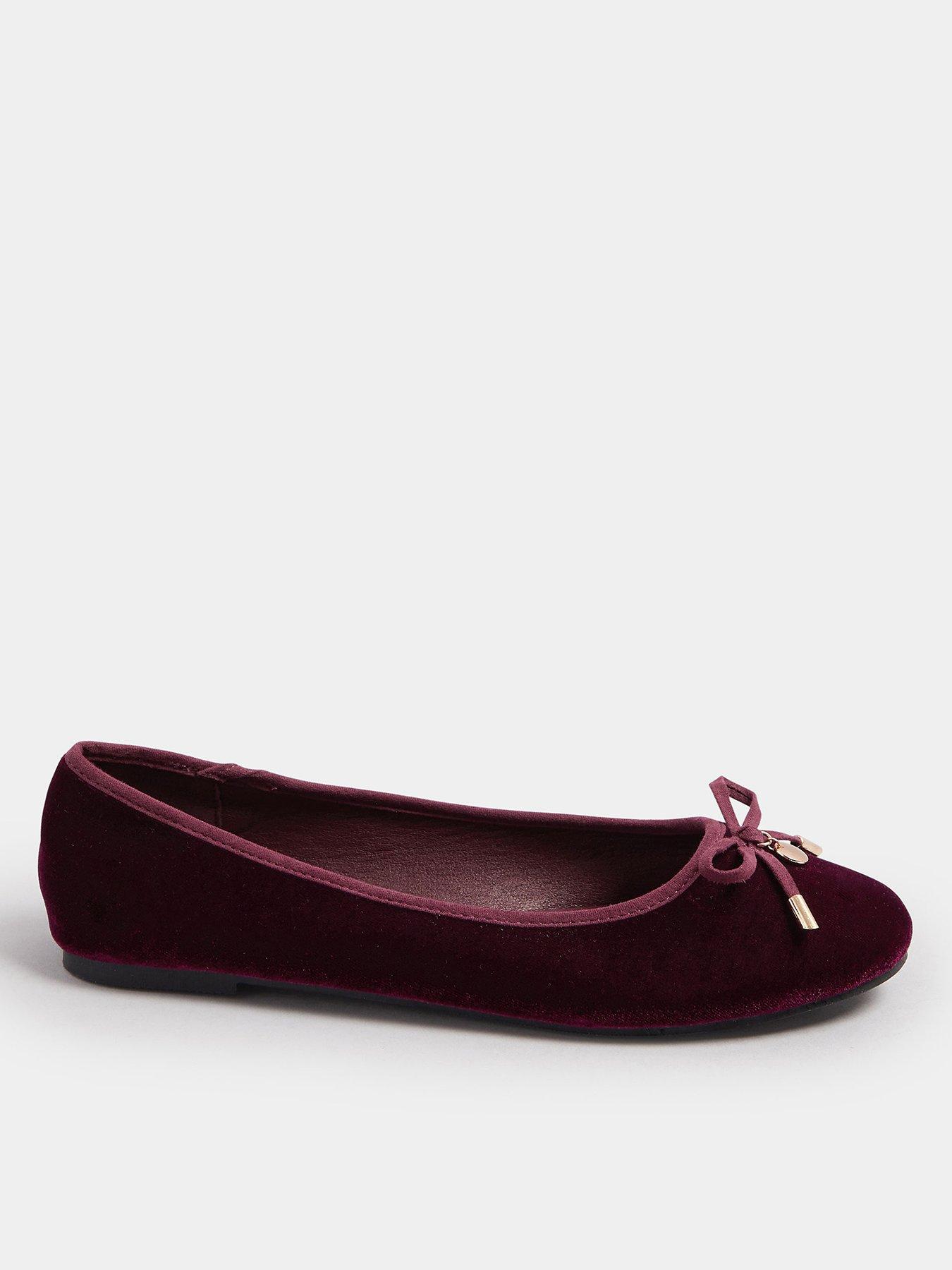 Image 1 of 4 of Long Tall Sally Velvet Ballet Pump - Red