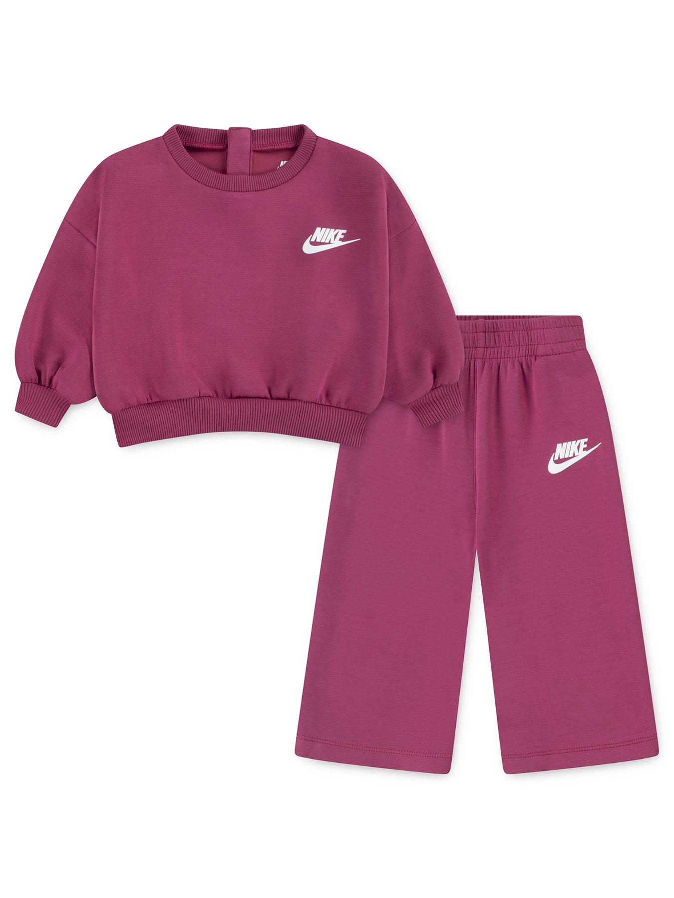 Image 1 of 4 of Nike Infant Girls Crew Wide Leg Pant Set - Red