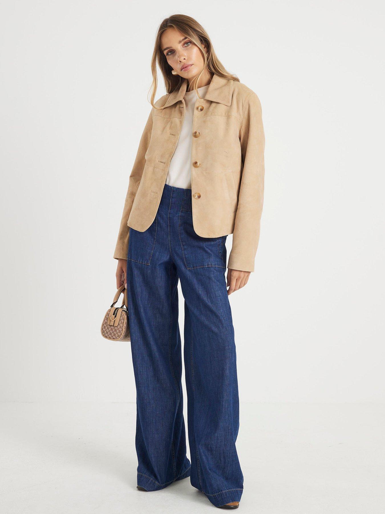 Image 3 of 4 of River Island Pull On Wide Leg Sutton Jeans - Blue