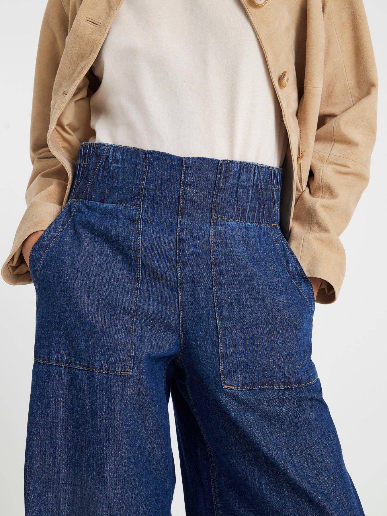 Image 4 of 4 of River Island Pull On Wide Leg Sutton Jeans - Blue
