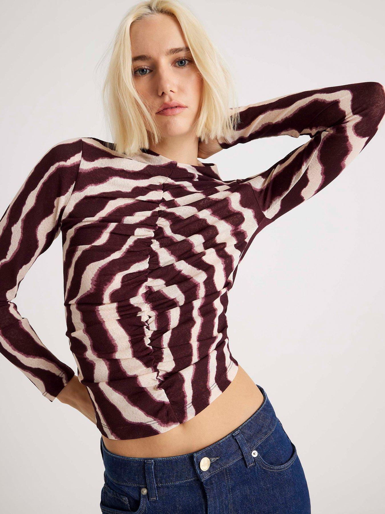 River Island Long Sleeve Mesh Top - Red