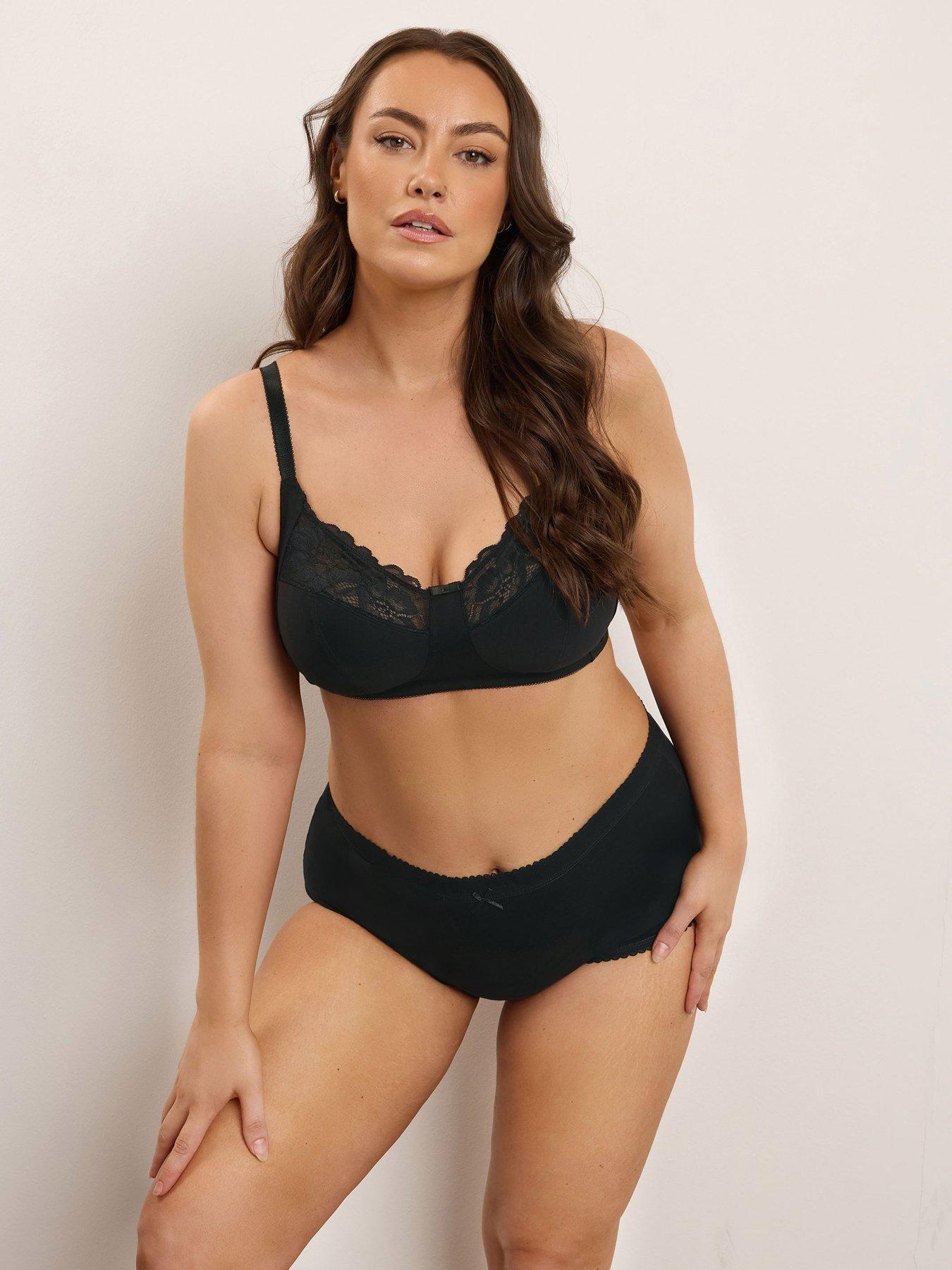 Image 3 of 4 of Yours Curve 2 Pack Cotton &amp; Lace Bra - Green