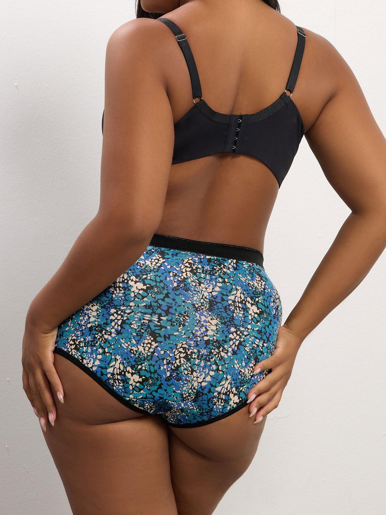Image 2 of 4 of Yours Curve 5 Pack Snake Print Full Brief - Blue