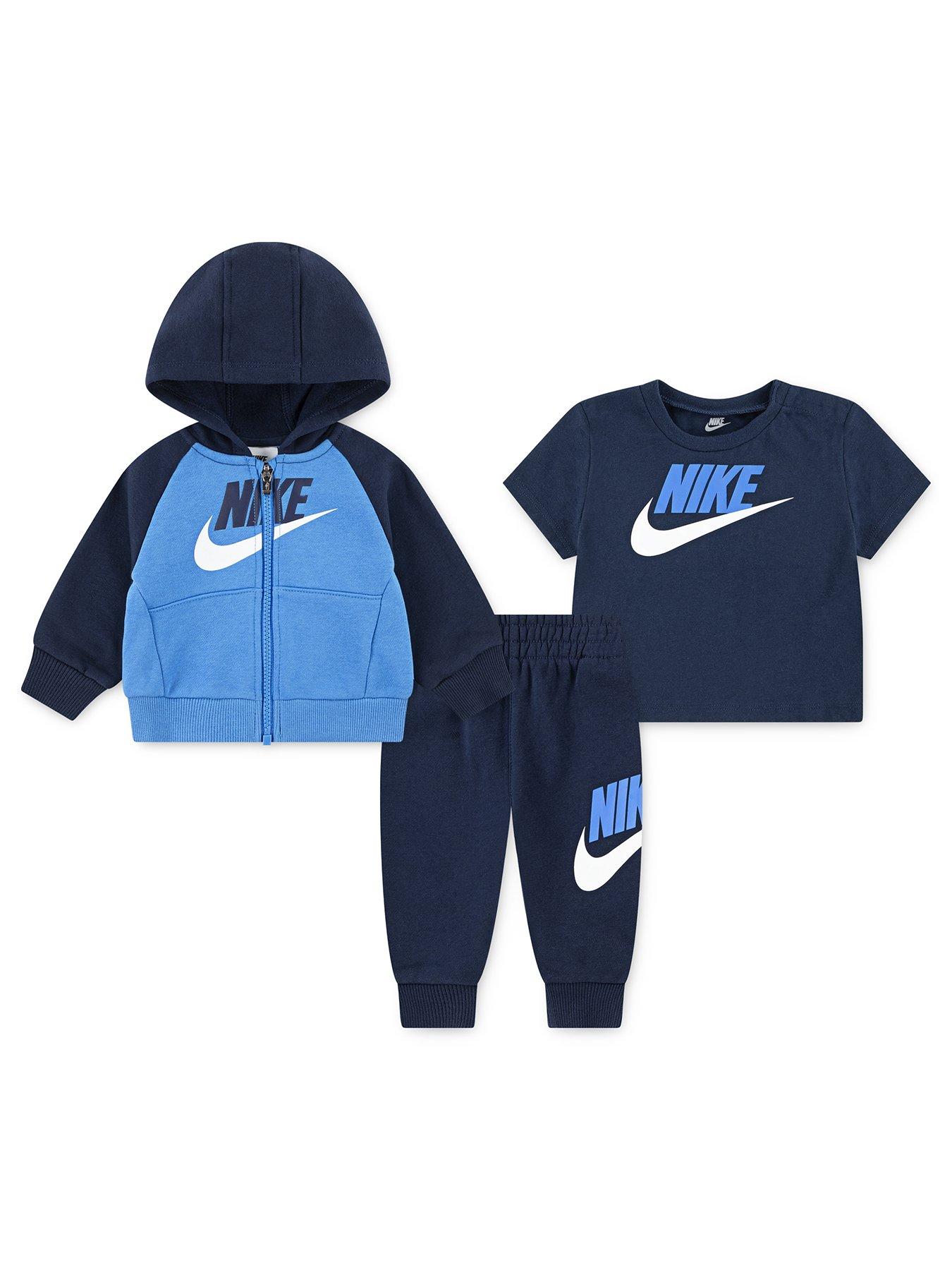  image of nike-infant-unisex-colour-blocked-jogger-hoodie-and-t-shirt-set-navy