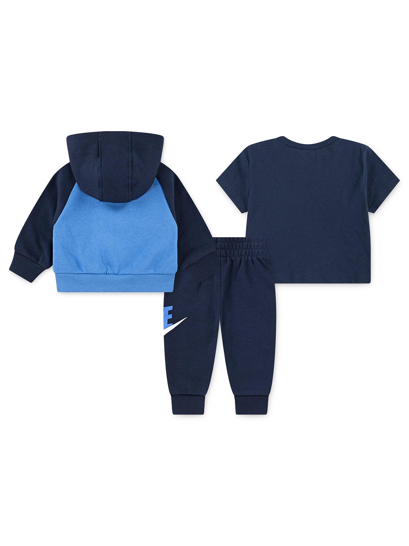  image of nike-infant-unisex-colour-blocked-jogger-hoodie-and-t-shirt-set-navy