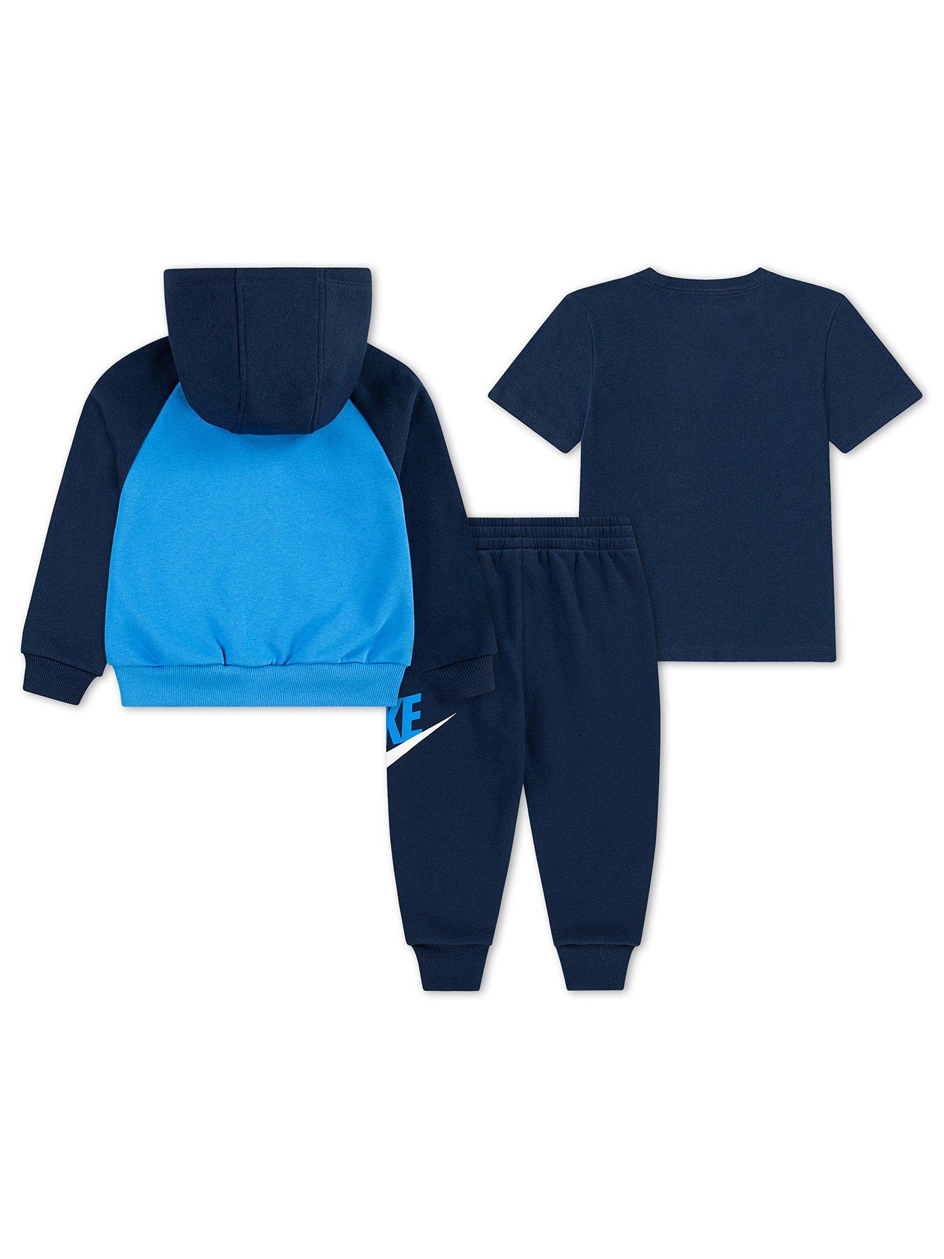 Image 2 of 4 of Nike Kids Unisex Colour Blocked Jogger, Hoodie And T-Shirt Set - Navy
