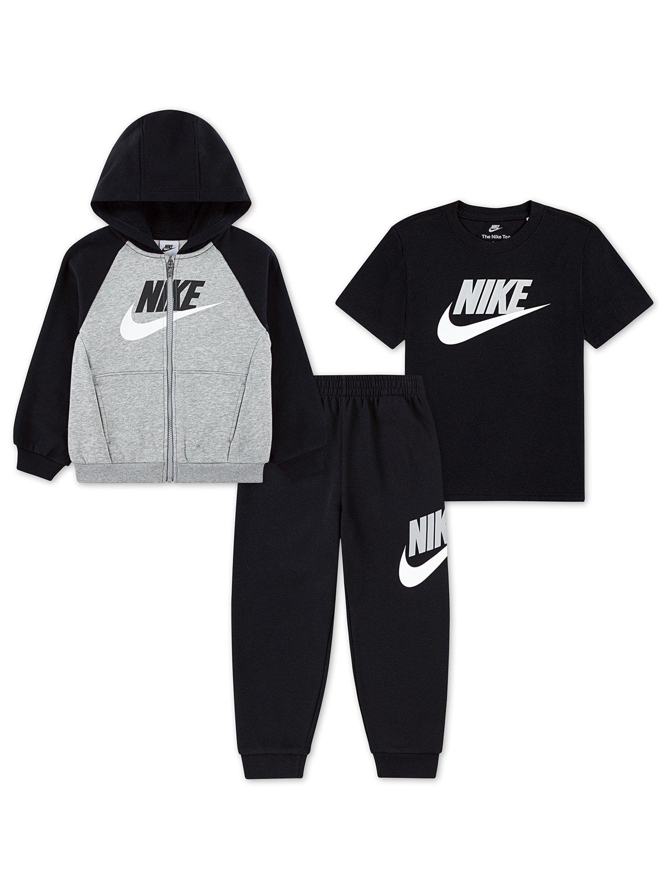 Image 1 of 5 of Nike Kids Unisex Colour Blocked Jogger, Hoodie And T-Shirt Set - Black