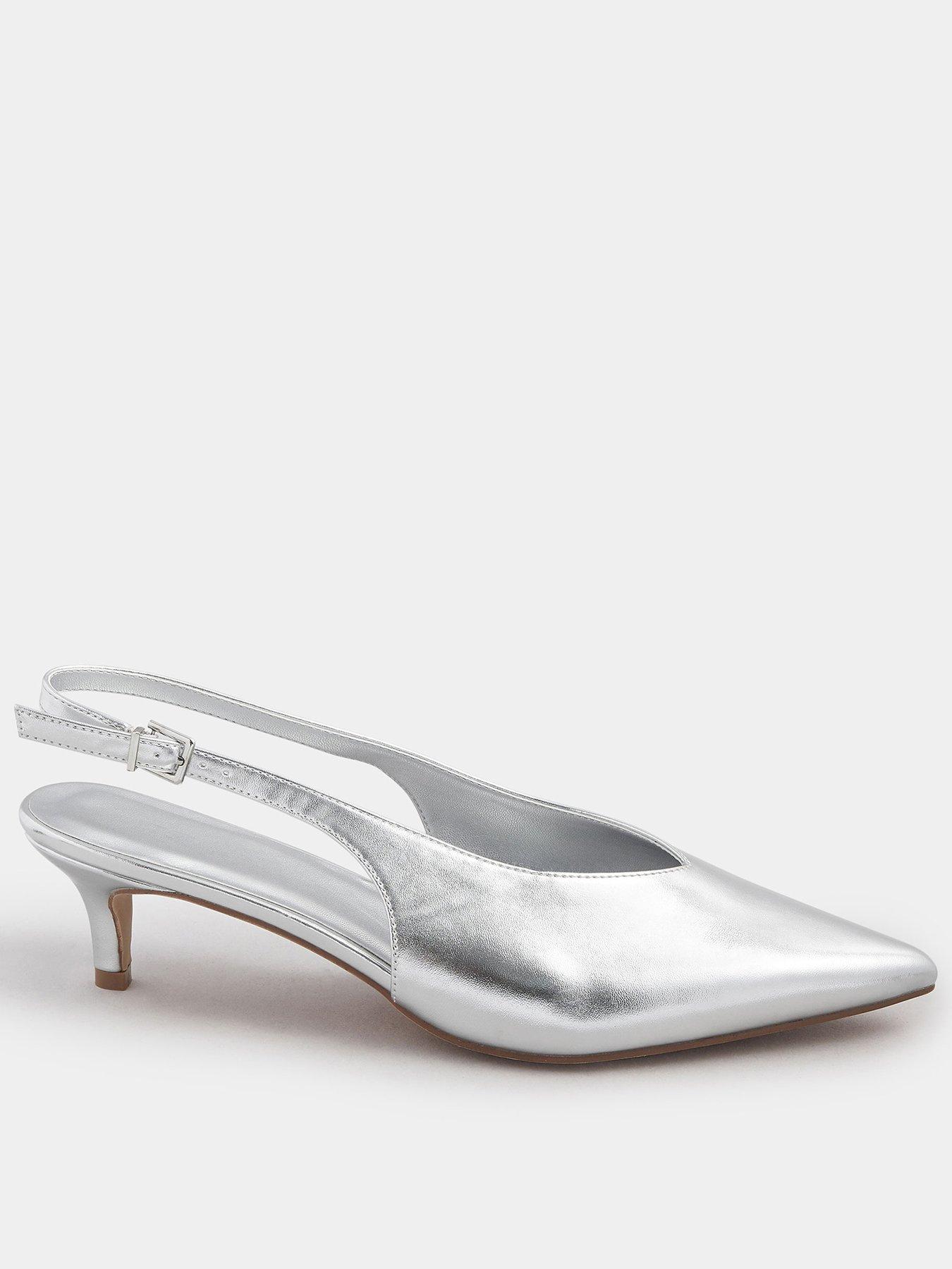 undefined V Cut Kitten Heel Slingbacks - Black