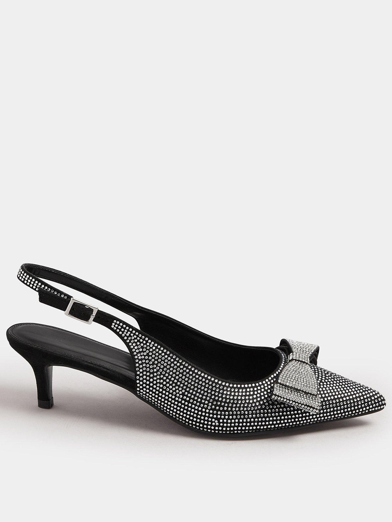 undefined Sparkle Bow Slingbacks - Black