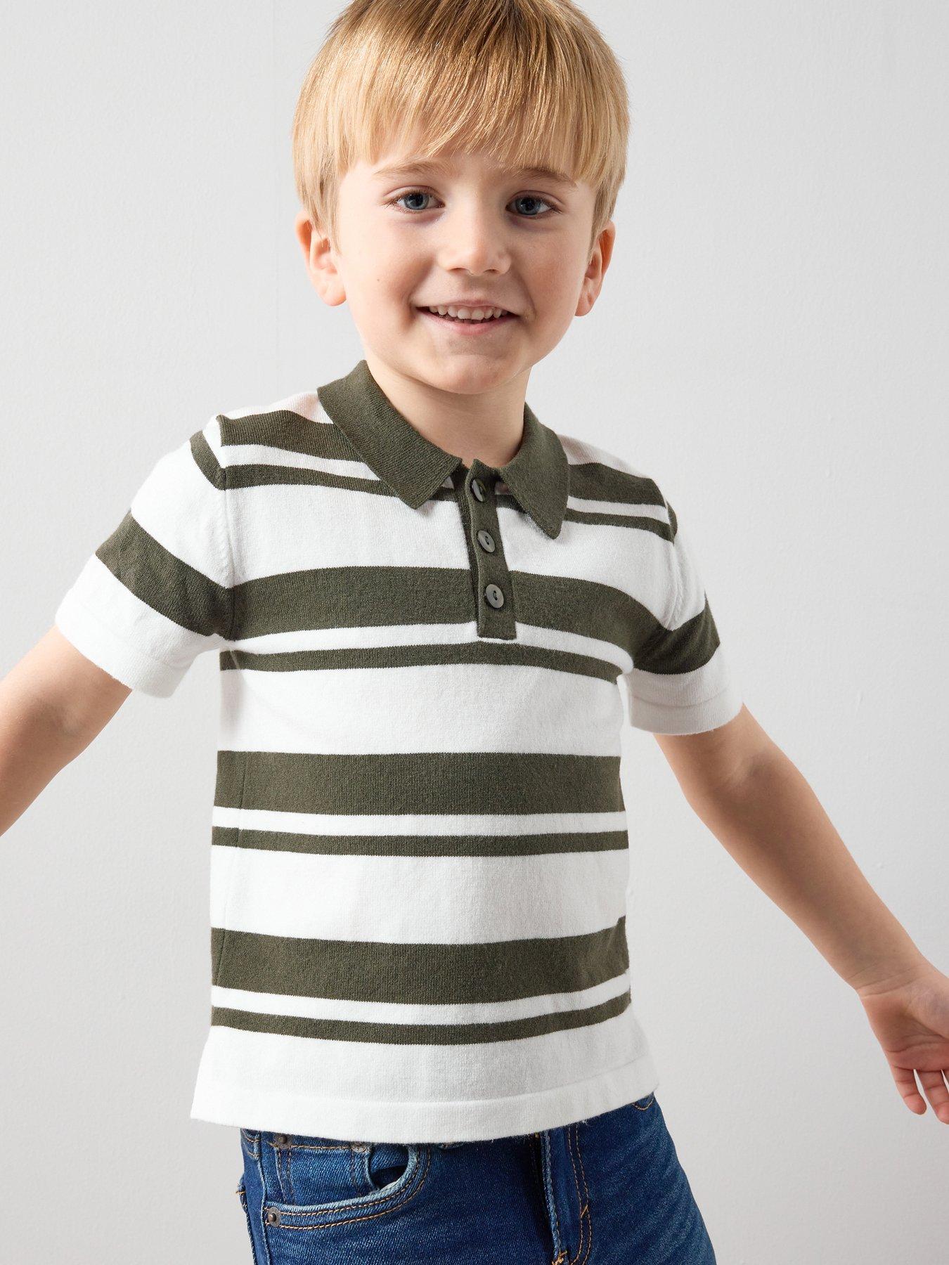 The Very Collection Boys Short Sleeve Knitted Polo Top - Green