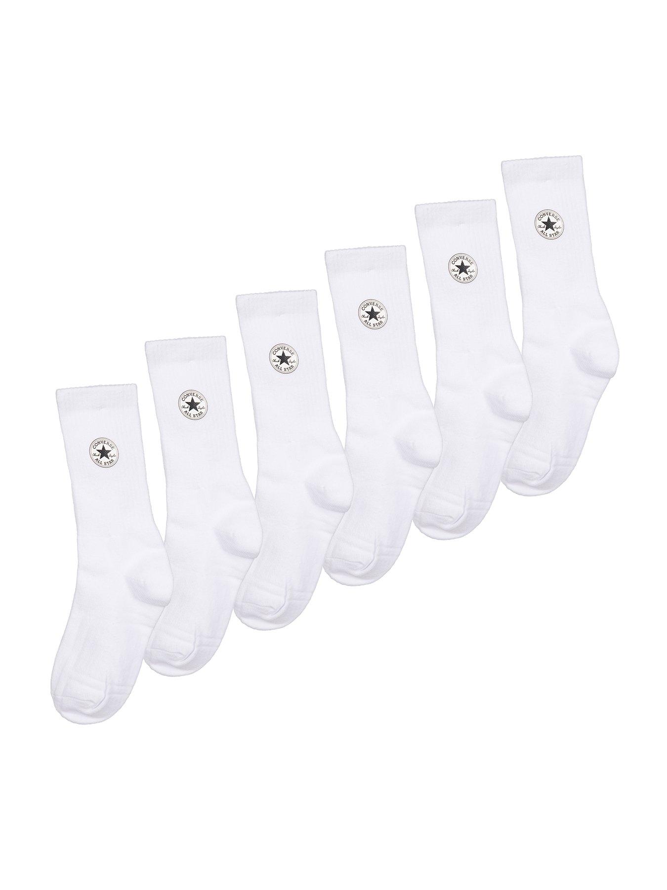 Converse Kids Unisex Chuck Patch Cotton 6Pk Crew Socks - White