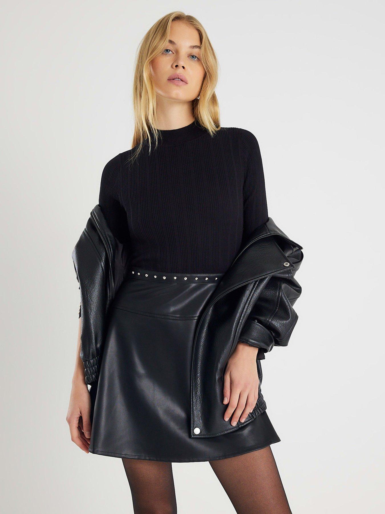 river-island-pu-hybrid-dress-black