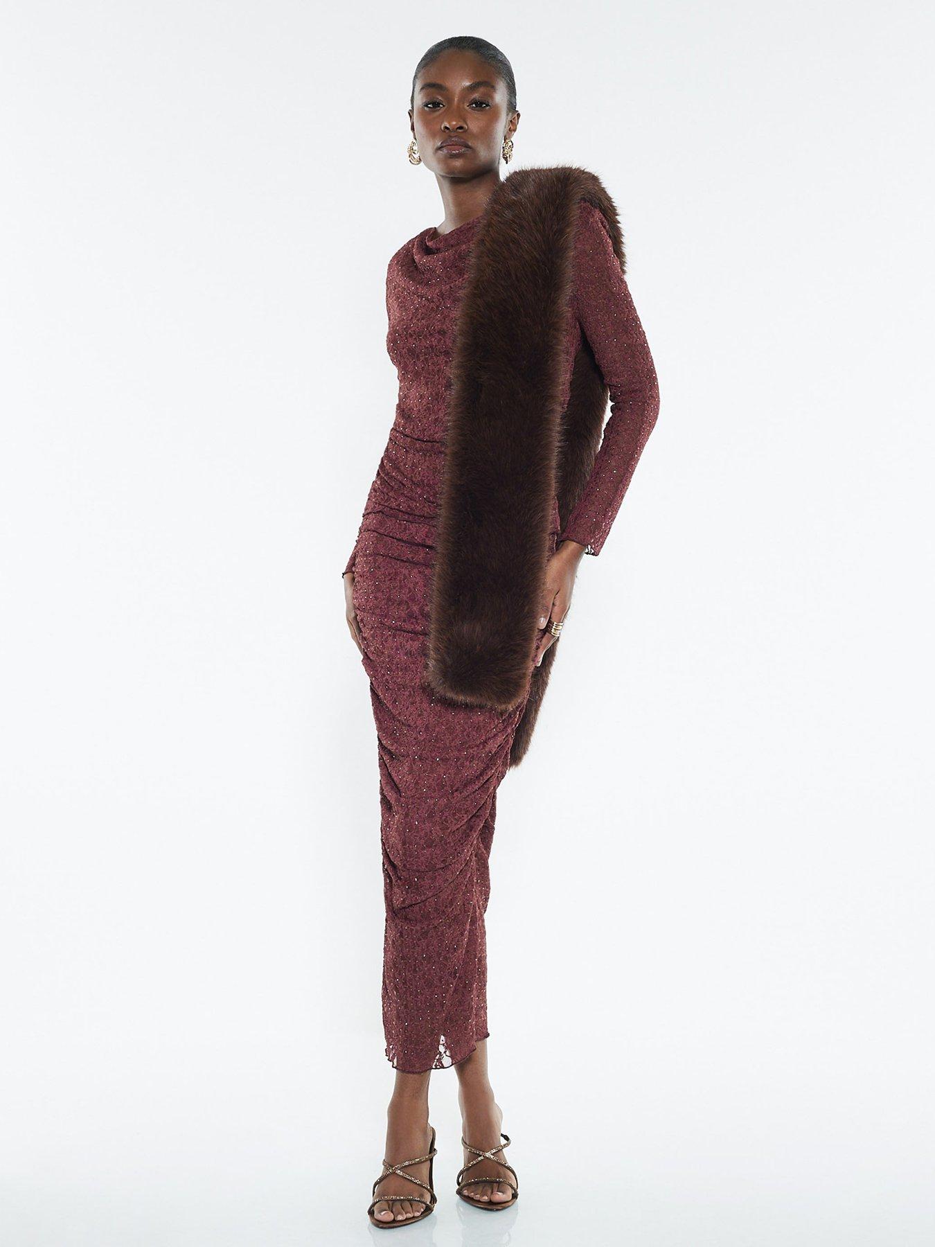  image of river-island-long-sleeve-hotfix-lace-top-brown