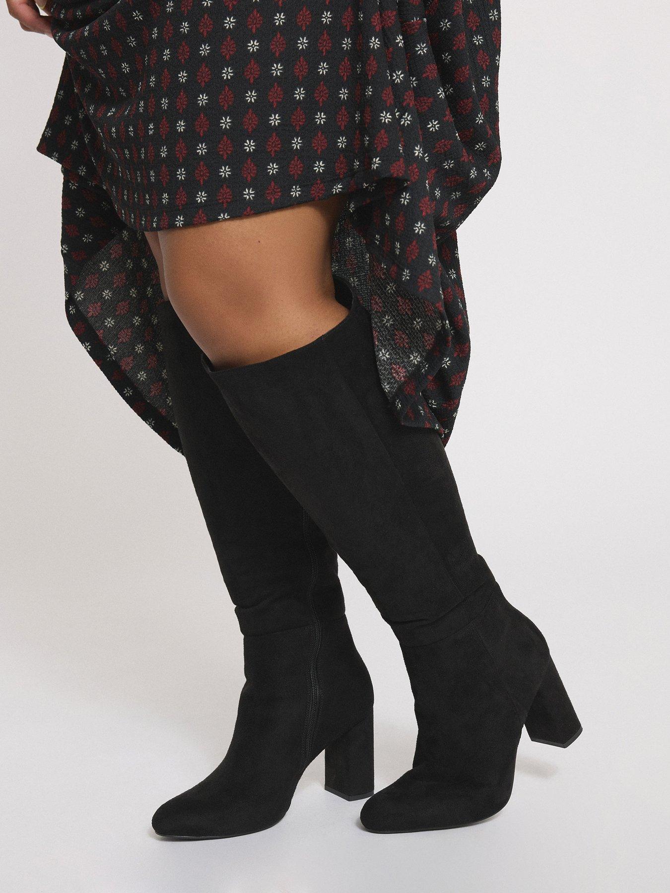 Image 4 of 4 of Yours Extra Wide Fit Heeled Knee High Boot - Black