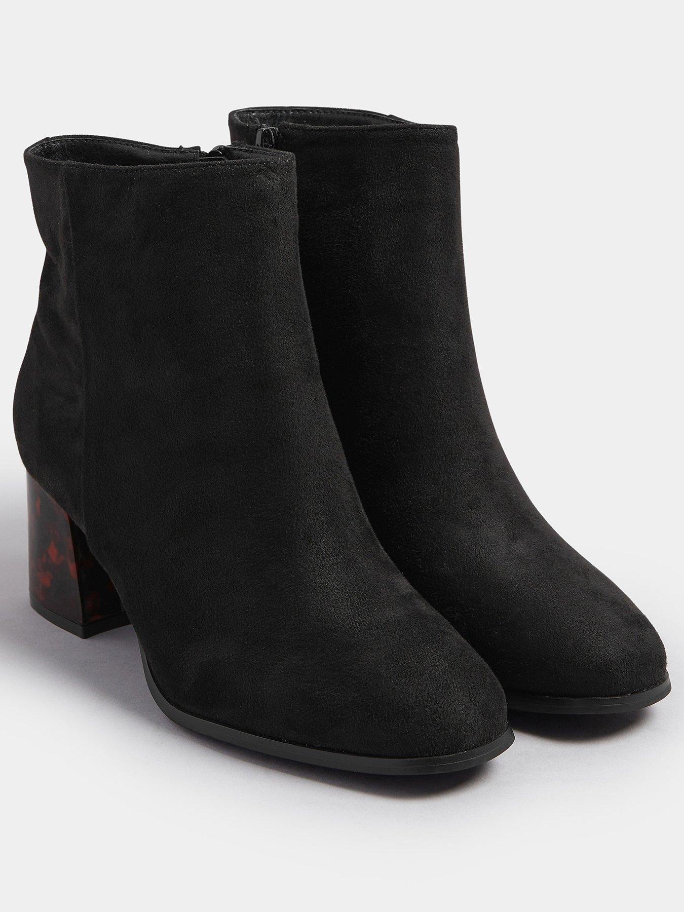 Yours Extra Wide Fit Tortoise Shell Block Heel Boot - Black | Littlewoods