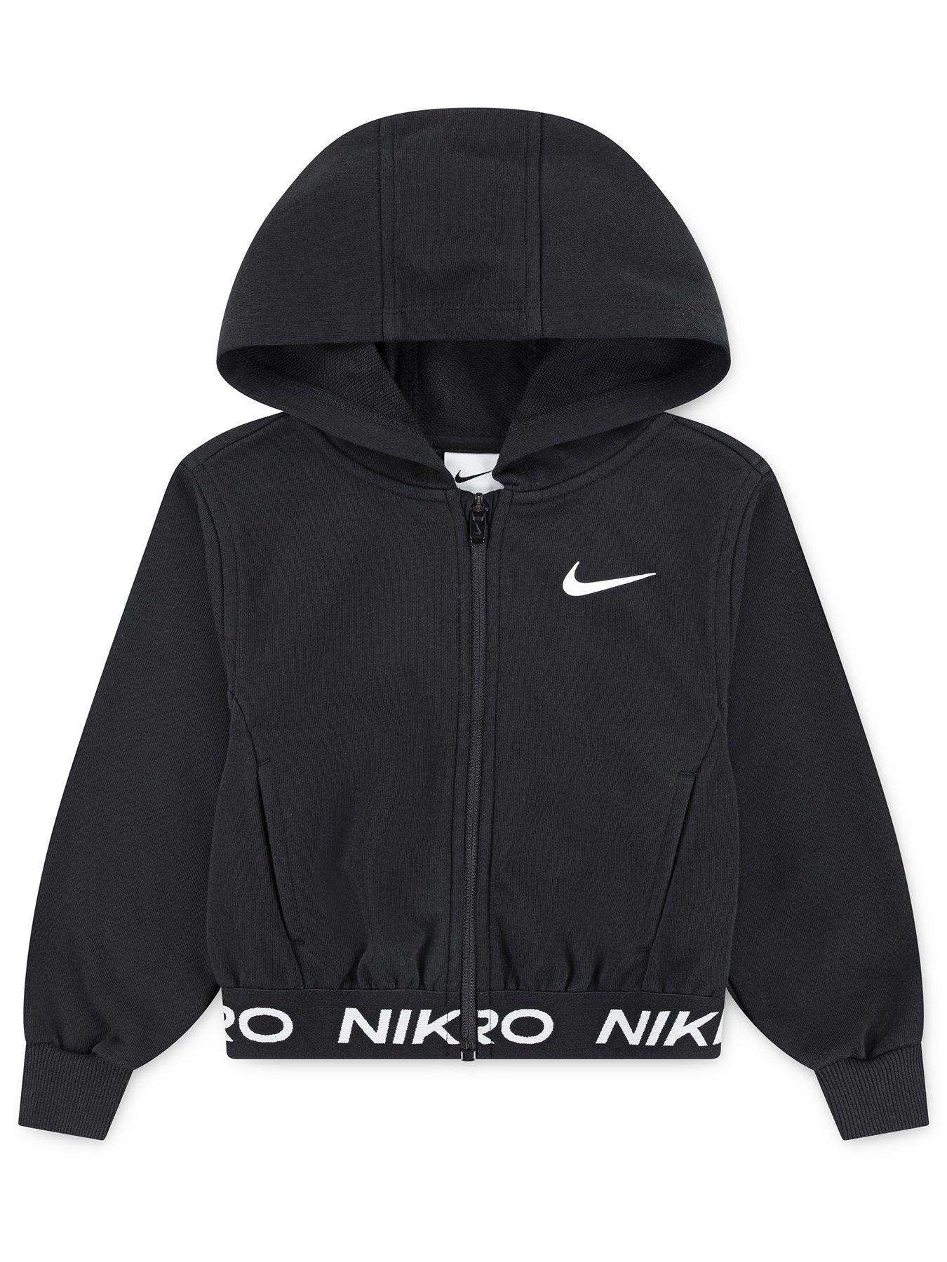 Nike Kids Girls Pro Zip Hoodie - Black