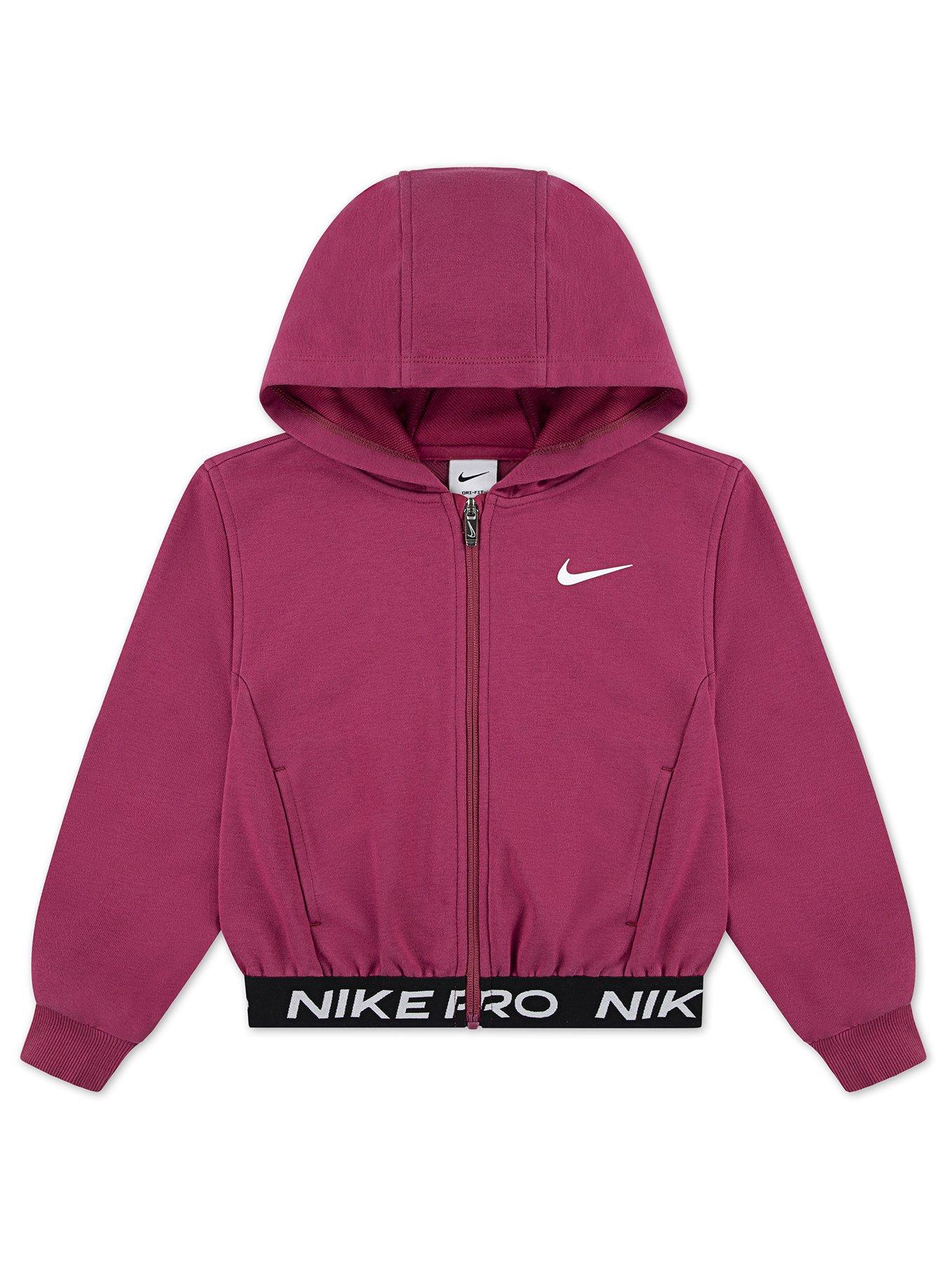  image of nike-kids-girls-pro-zip-hoodie-red