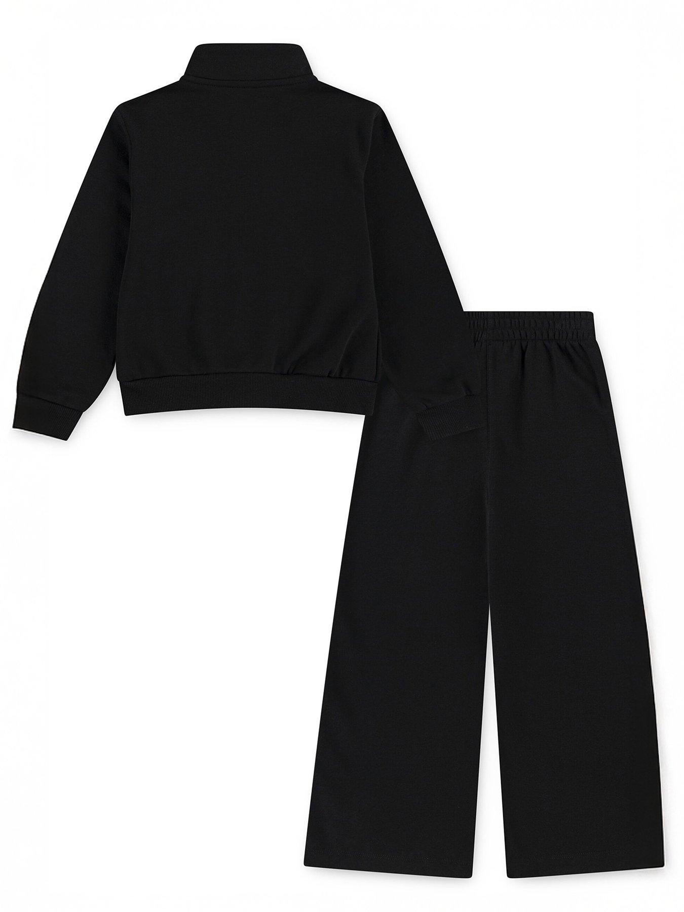 Image 2 of 4 of Nike Kids Girls Wide Leg Club Fleece Set - Black