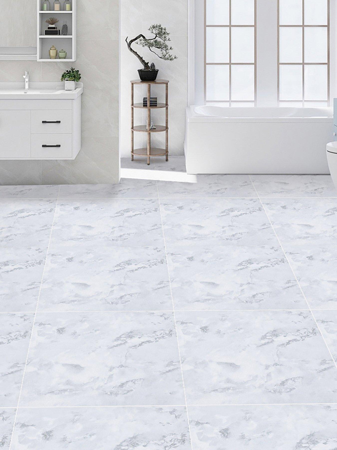 Living and Home Set Of 24 Square 3d Marble Effect Self Adhesive Pvc Floor Tiles Waterproof Covering 5m²