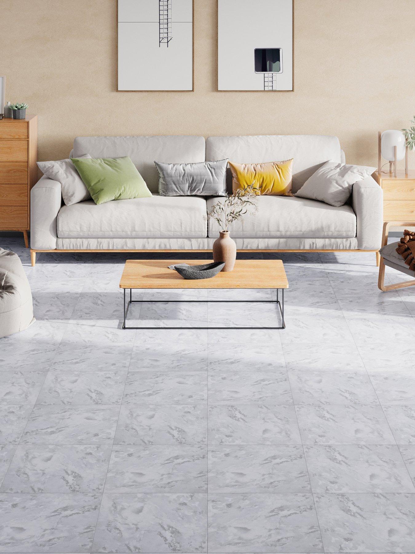 Living and Home 24 Pcs Marble Effect Self Adhesive PVC Floor Tiles Waterproof