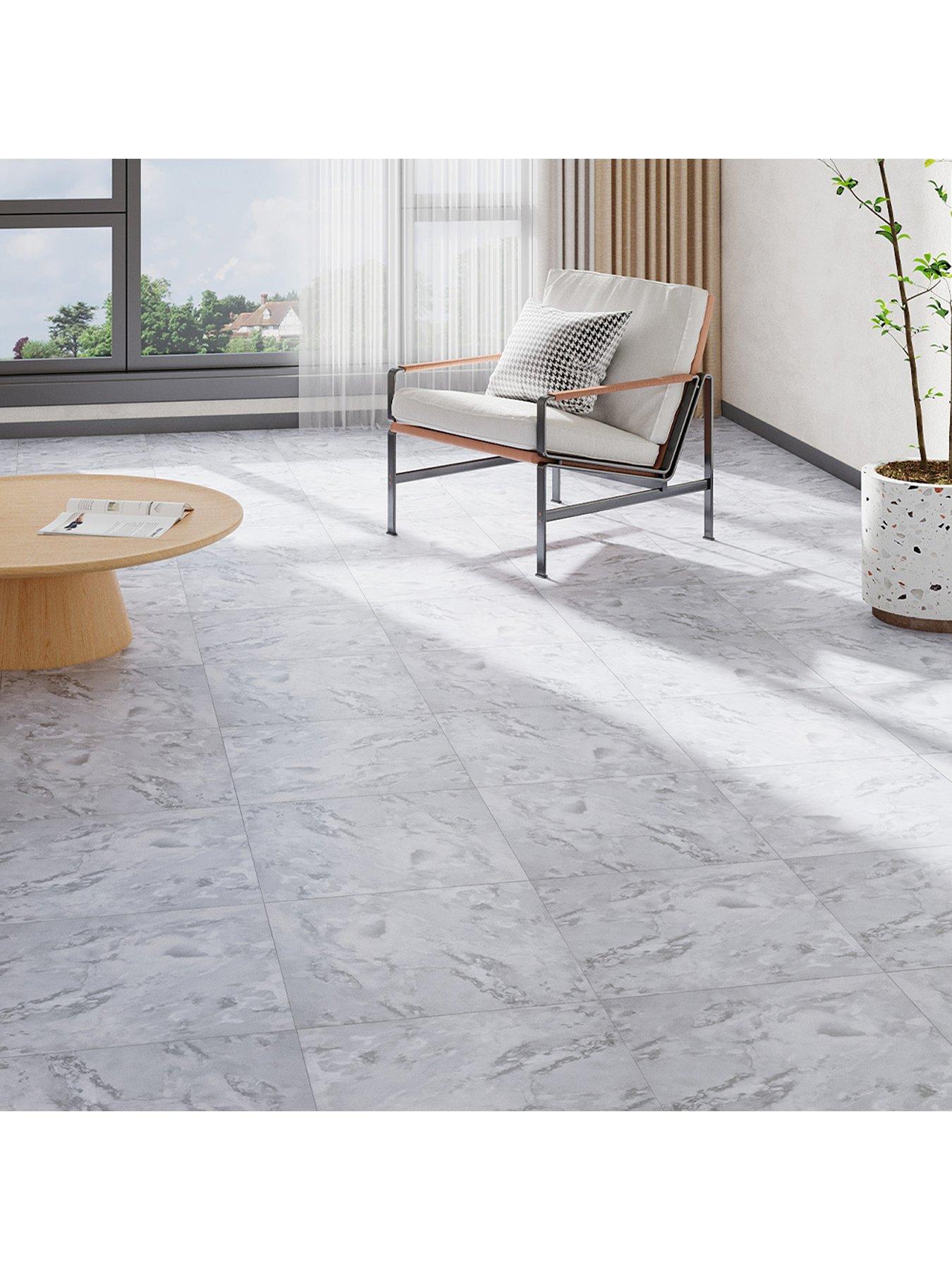 Image 3 of 7 of Living and Home Set Of 24 Square 3d Marble Effect Self Adhesive Pvc Floor Tiles Waterproof Covering 5m&sup2;
