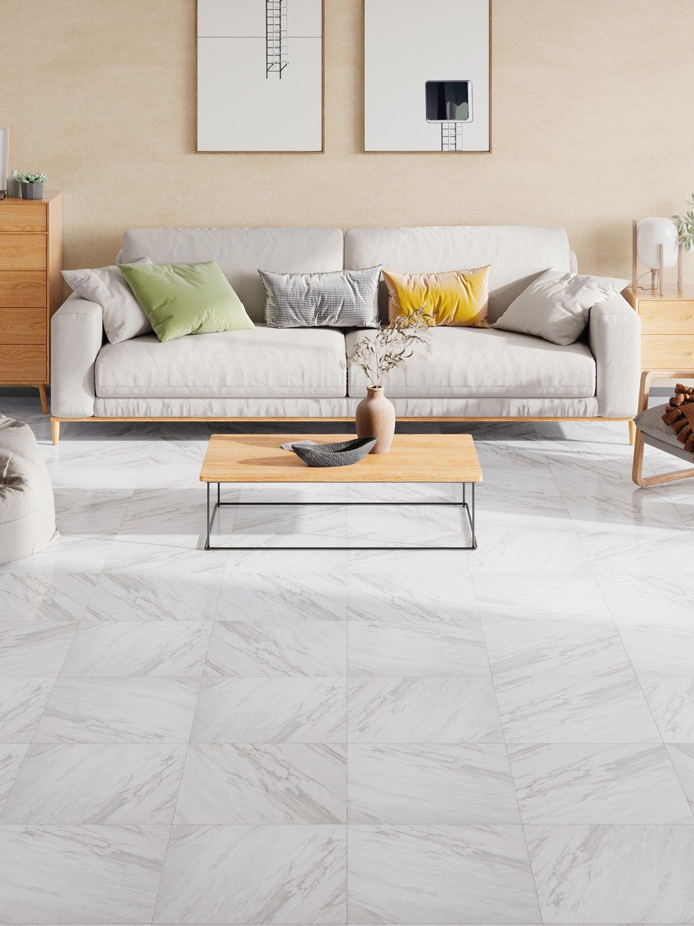 Living and Home 24 Pcs Marble Stone Effect Self Adhesive PVC Floor Tiles