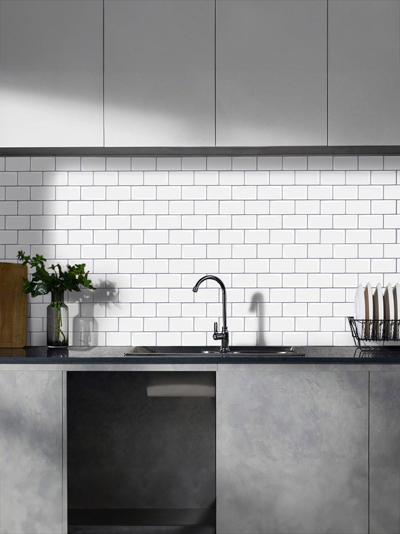 undefined 10pcs Peel And Stick Waterproof Decorative Backsplash Self-adhesive Wall Tiles For Kitchen And Bathroom (1.2mm T)