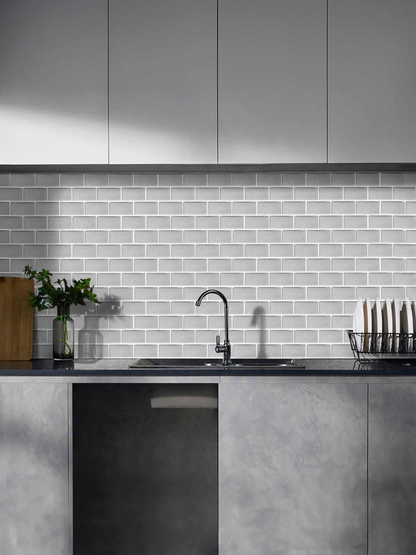 undefined 10pcs Peel And Stick Waterproof Decorative Backsplash Self-adhesive Wall Tiles For Kitchen And Bathroom (1.2mm T)