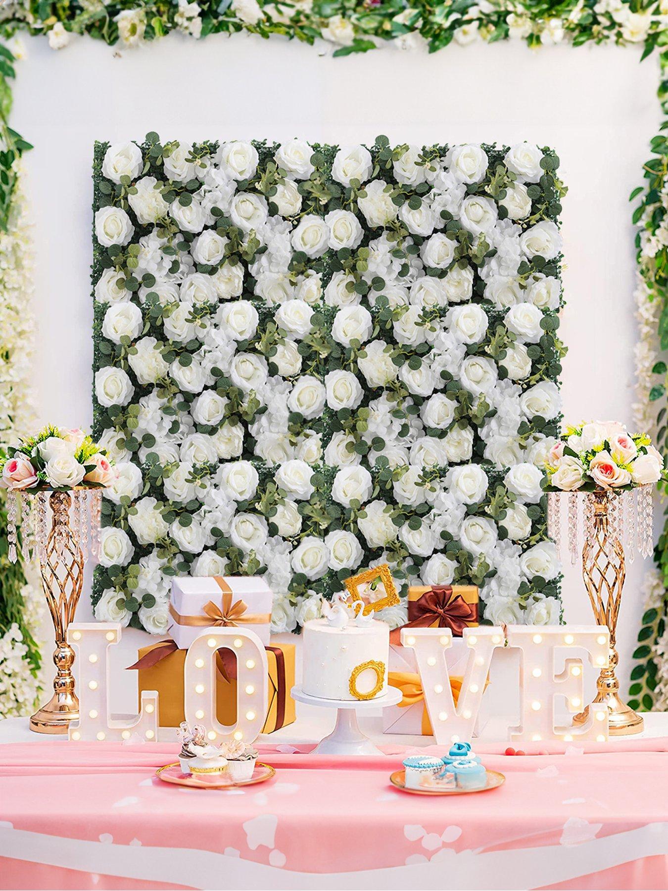 Living and Home Artificial Flower Wall Panels Flower Wall White Rose For Wedding Wall Decorations