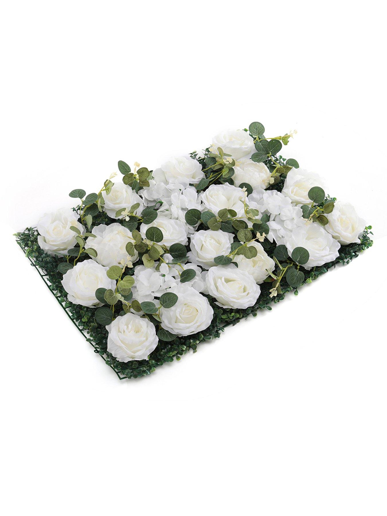  image of living-and-home-artificial-flower-wall-panels-flower-wall-white-rose-for-wedding-wall-decorations