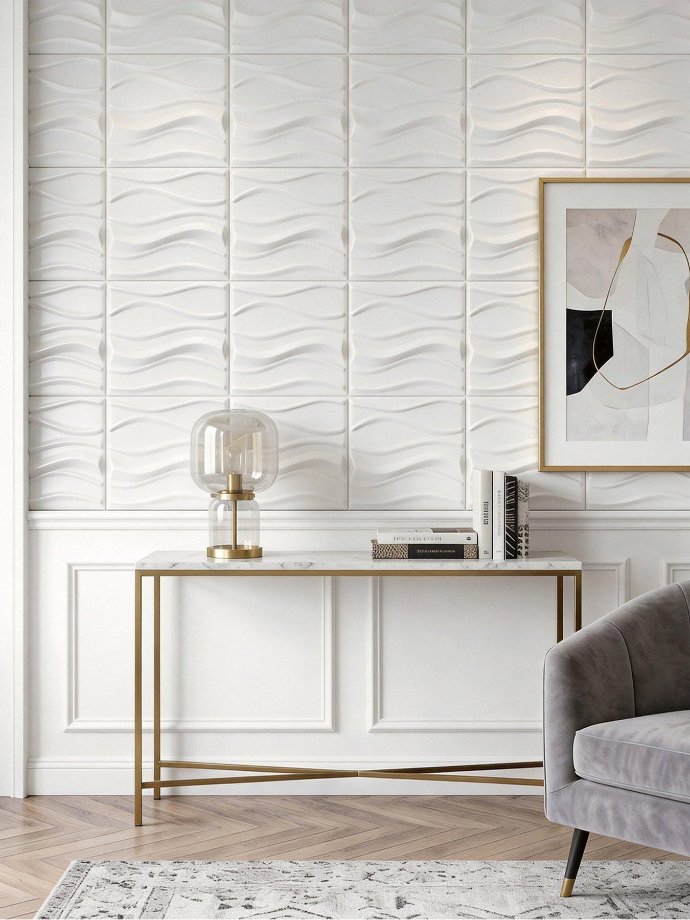 Living and Home 12 Pack Modern Square 3d Wave Pvc Wall Panels Home Decorative Tiles 50cm X 50cm, 3m² Pack