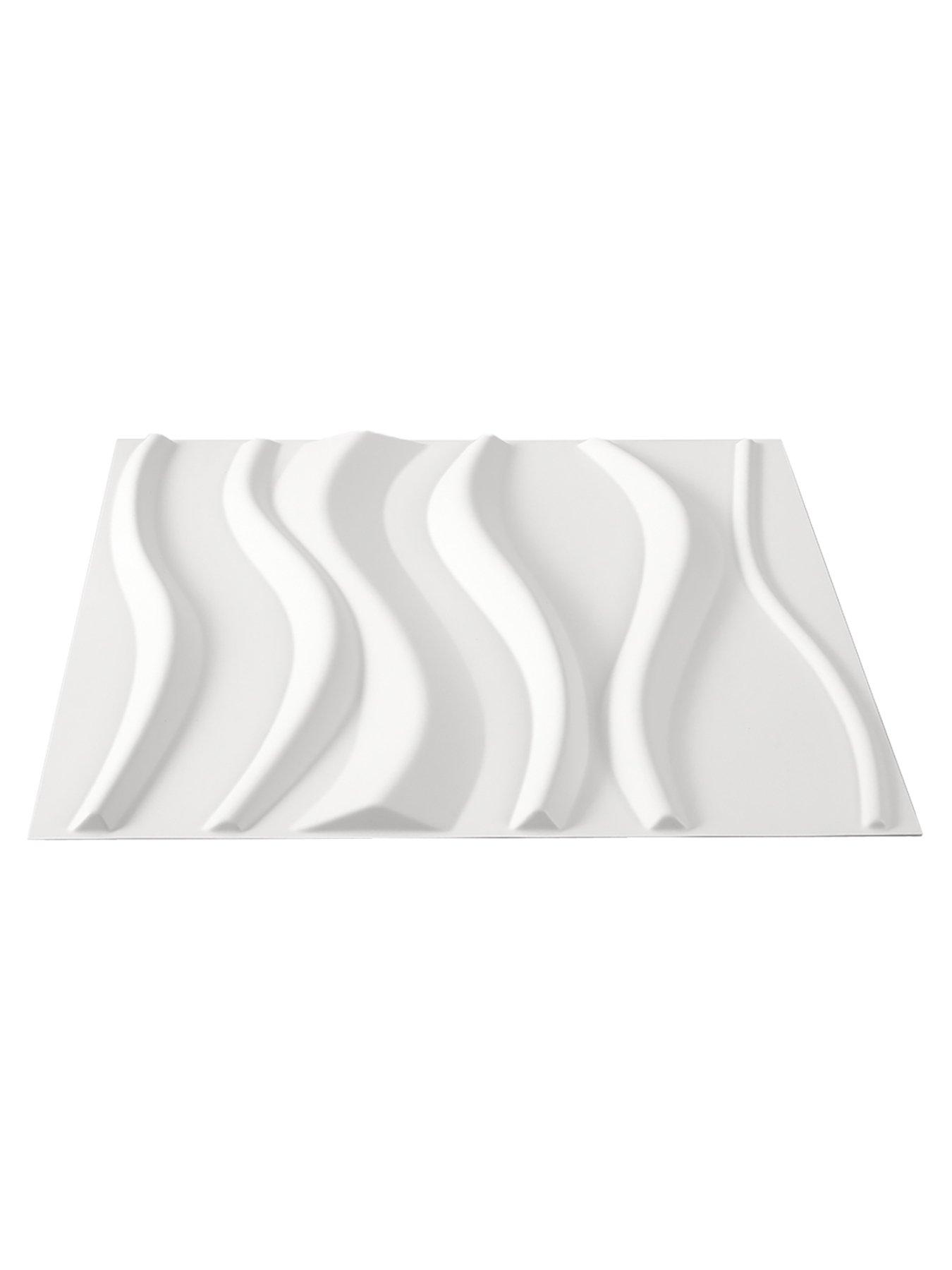 Living and Home 12 Pcs Square 3D Wave PVC Wall Panels 50cm x 50cm, 3m² ...