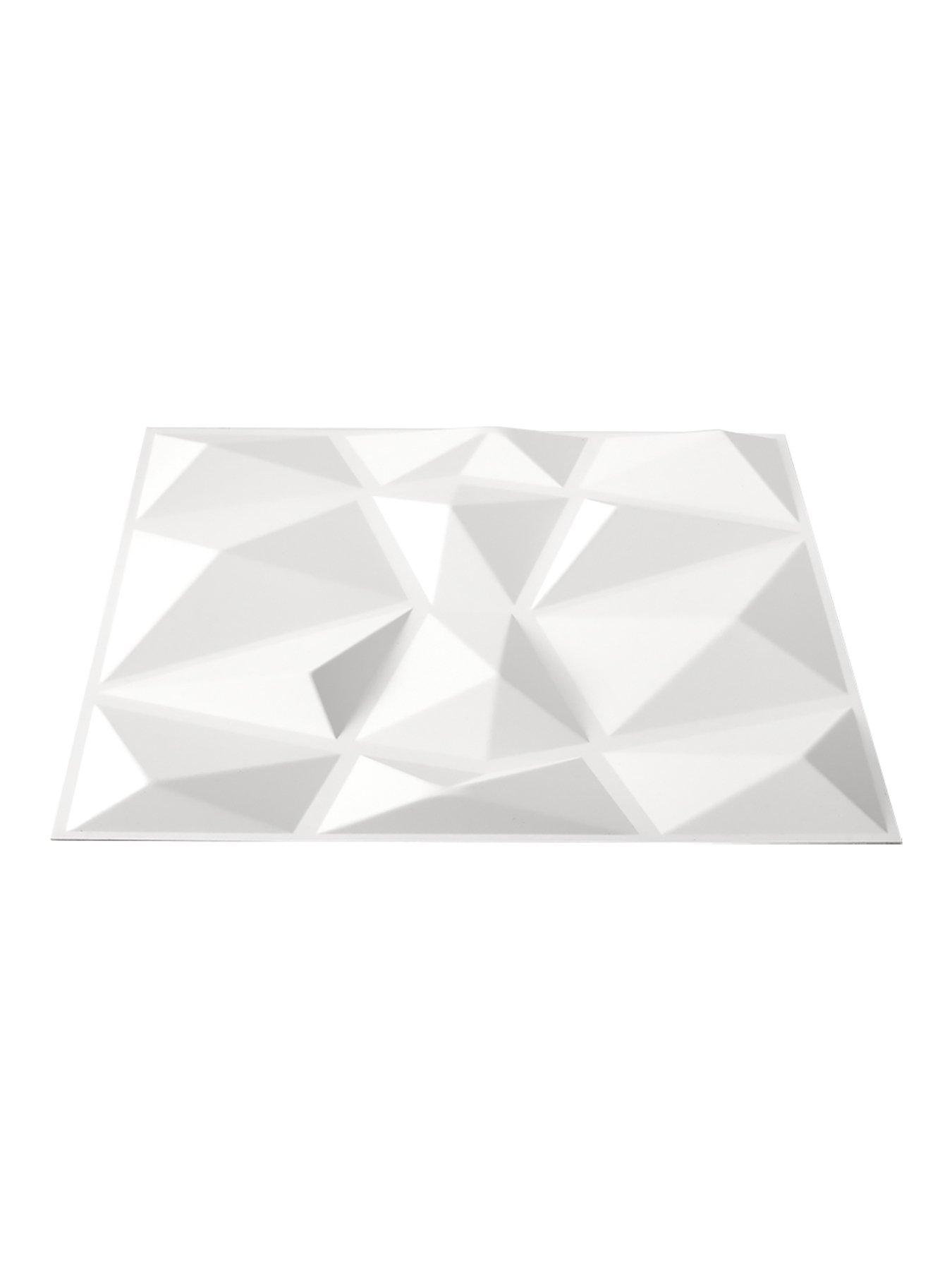 Image 3 of 6 of Living and Home 12Pcs White 3D Diamond Square PVC Wall Panels 50cm 50cm