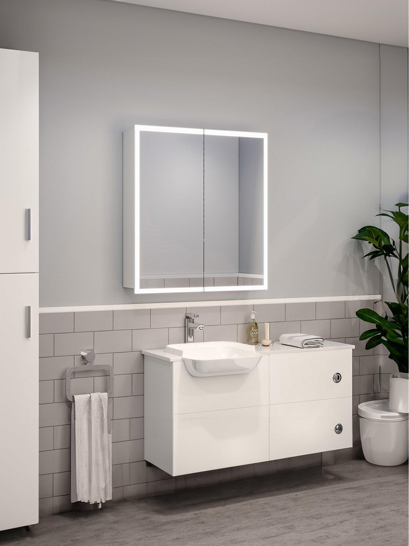 Living and Home LED Anti Fog Mirrored Bathroom Cabinet W 650mm x H 600 mm