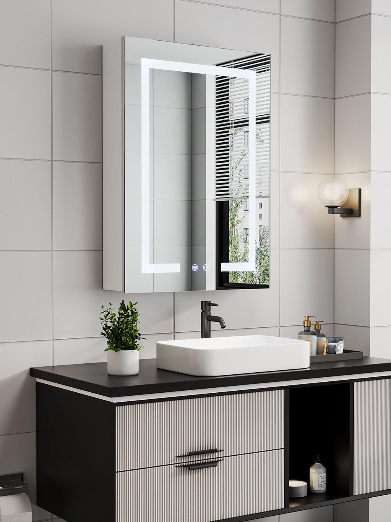 Living and Home LED Mirrored Bathroom Cabinet 60x45cm