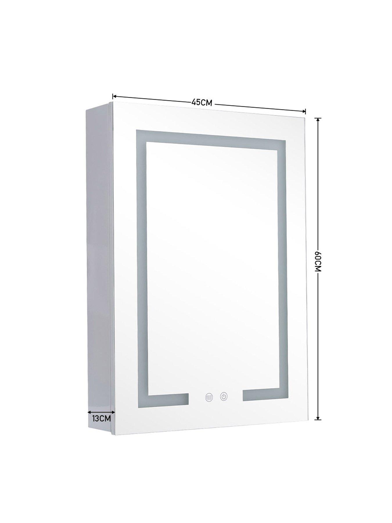 Image 6 of 6 of Living and Home 1-door Led Illuminated Anti Fog Mirrored Bathroom Cabinet With Touch Sensor Shaver Socket 60x45cm