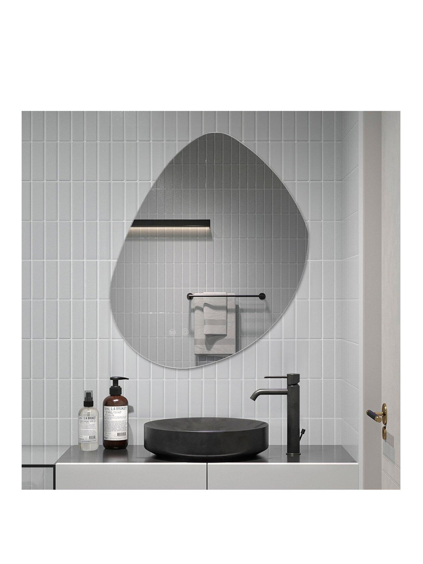 Image 2 of 6 of Living and Home Modern Frameless Irregular Dimmable Led Wall Bathroom Mirror 53x72cm