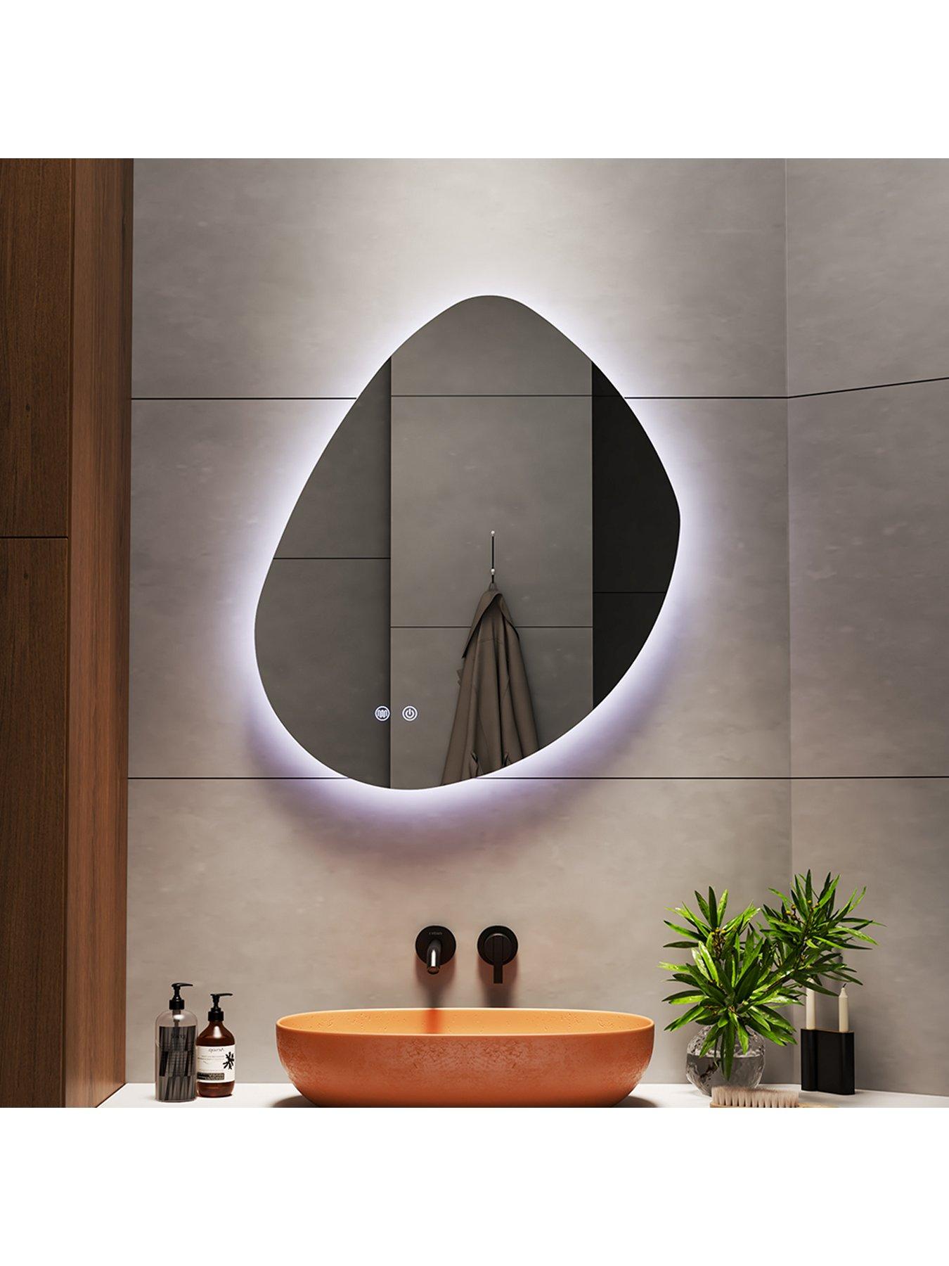 Image 3 of 6 of Living and Home Modern Frameless Irregular Dimmable Led Wall Bathroom Mirror 53x72cm
